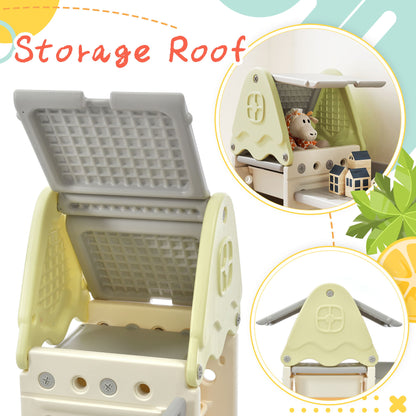 Kids Bookshelf Toy Storage Organizer With 17 Bins And 5 Bookshelves, Multi-Functional Nursery Organizer Kids Furniture Set Toy Storage Cabinet Unit With HDPE SheLF And Bins - Light Green