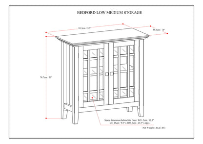 Bedford - Low Storage Media Cabinet - Light Golden Brown