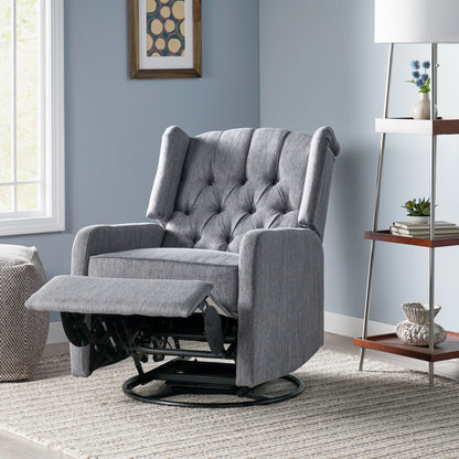 Classic Design, Manual Recliner Chair With 360 Degree Swivel - Charcoal