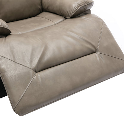 3 Seater Home Theater Recliner Manual Recliner Chair With A Led Light Strip Two Built-In Cup Holders For Living Room - Gray