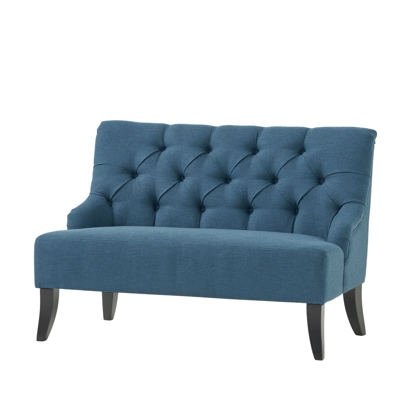 Nicole - French Style Upholstered Loveseat With Tufted Backrest - Navy Blue