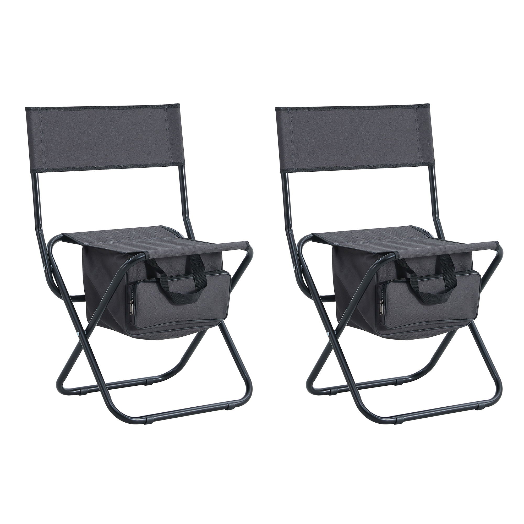 Folding Outdoor Chairs With Storage Bag, Portable Chair For Indoor, Outdoor Camping, Picnics And Fishing (Set of 2) - Gray
