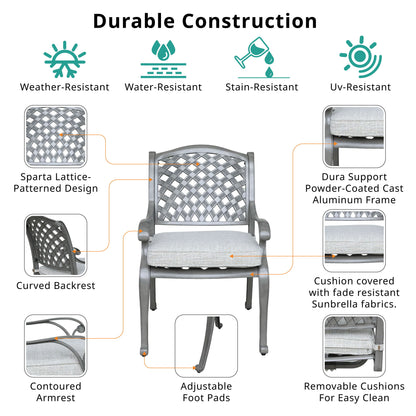 Indoor Outdoor Aluminum Dining Chair With Cushion - Golden Gauze