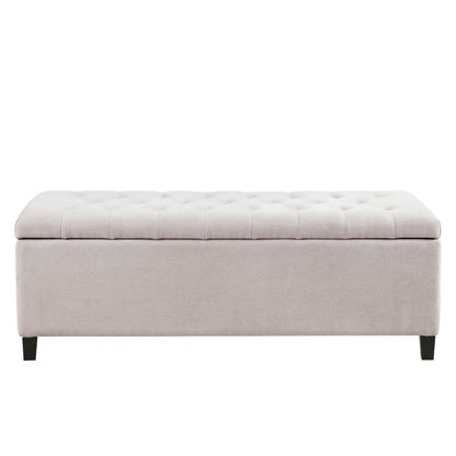 Elegant Design Tufted Top Soft Close Storage Bench Upholstered - Natural
