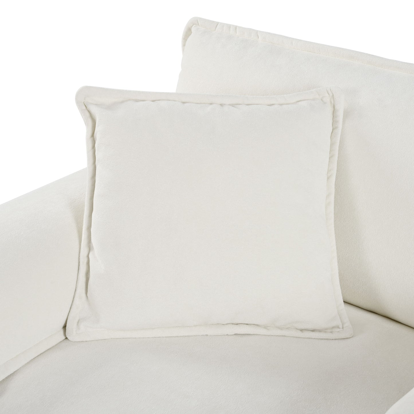 Modern Chenille Oversized Deep Seat Sectional Sofa, Large 3 Seater Modular Sofa With Pillows - Beige
