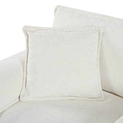 Modern Chenille Oversized Deep Seat Sectional Sofa, Large 3 Seater Modular Sofa With Pillows - Beige