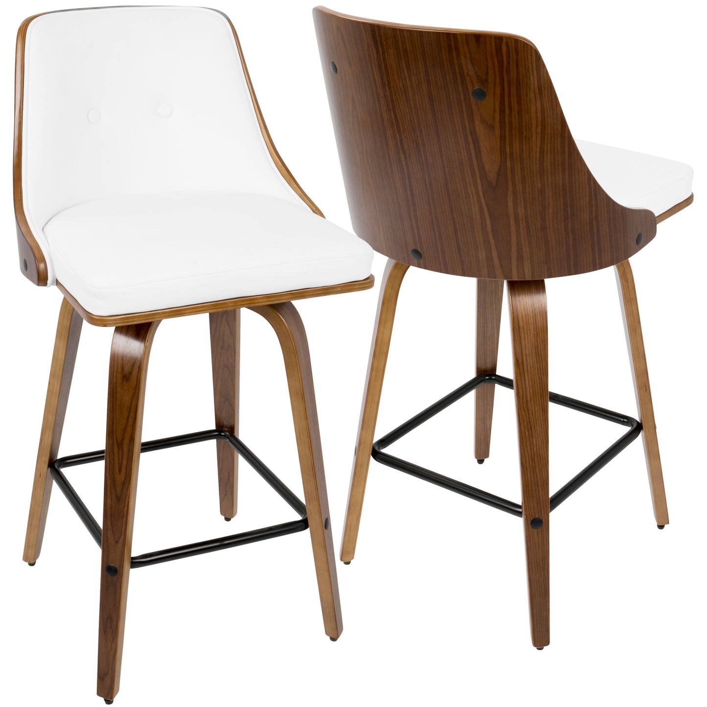 Gianna - Mid-Century Modern Counter Stool (Set of 2) - Walnut / White