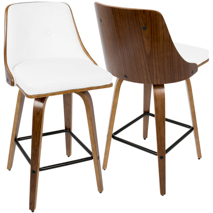 Gianna - Mid-Century Modern Counter Stool (Set of 2) - Walnut / White