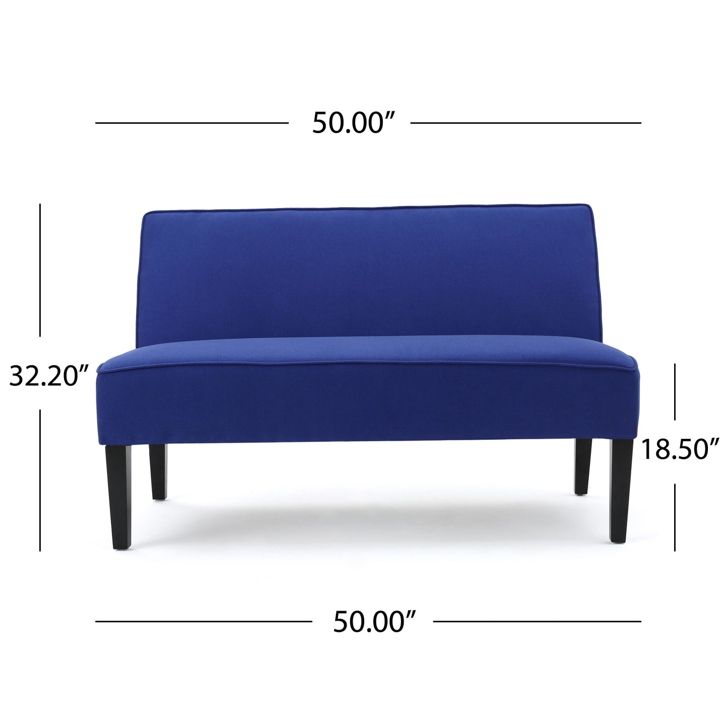 Contemporary Loveseat With Upholstered Fabric And Birch Wood Legs - Navy Blue