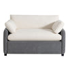 Oversized Single Sofa Chair Wide And Deep Seat, Modern Upholstered Comfy Blocking Couch Lounge With Pillows - Gray / Cream