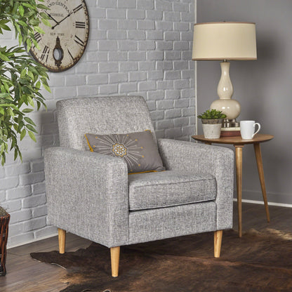 Nebulize - Upholstered Fabric Club Chair With Button Tufted And Square-Off Arm And Back - Light Gray
