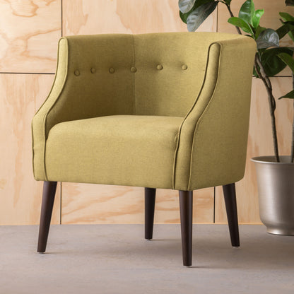 Contemporary Upholstered Club Chair With Button Tufting - Green