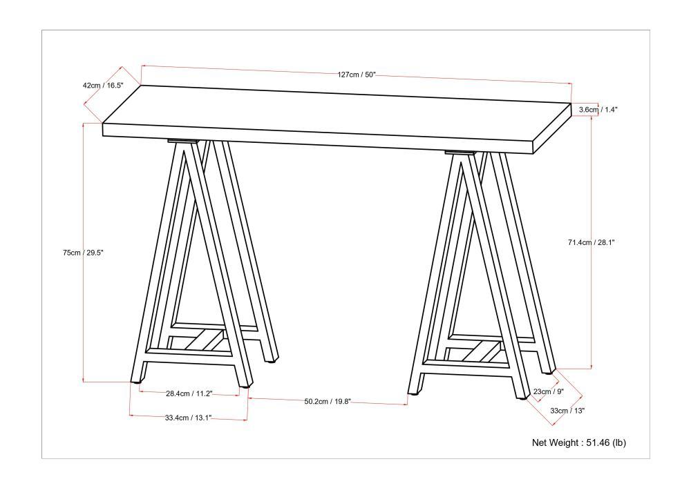 Sawhorse - Solid Walnut Veneer And Metal Console Sofa Table - Walnut