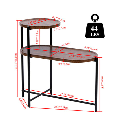 Small Coffee Tables 2 Tier Modern Sofa Side Table With Wood Storage Shelf Living Room End Tables Nightstands - Walnut Brown