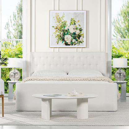 Brooks - King Contemporary Tufted Shelter Platform Bed - Antique White