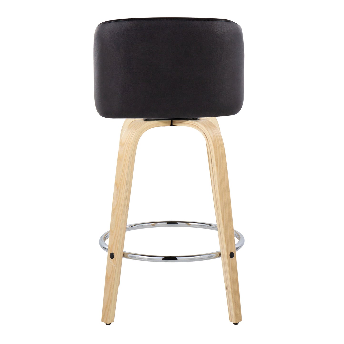 Toriano - Contemporary Fixed Height Counter Stool With Swivel And Round Footrest (Set of 2) - Natural / Black