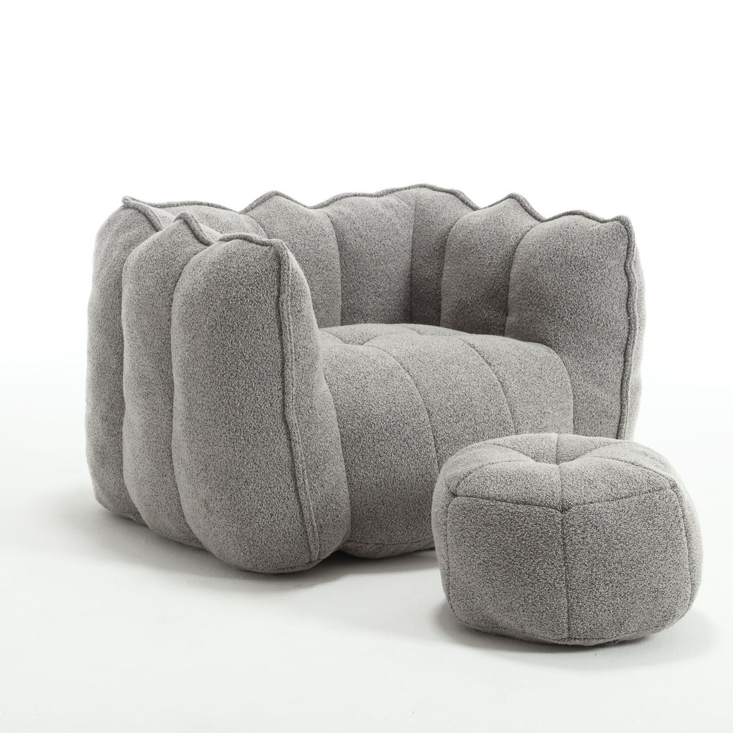 Soft Bean Bag Chair With High Resilient Foam (Chips) - Gray