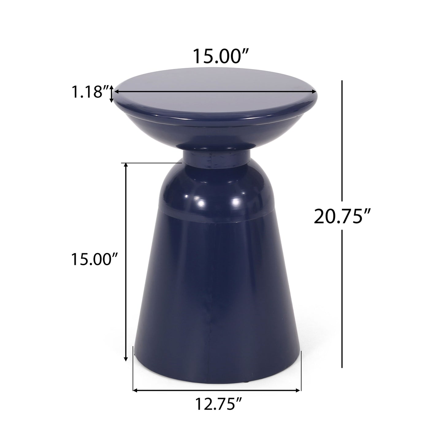 Outdoor Metal End Table Large - Navy Blue