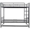 Full Over Full Bunk Bed With Shelf And Guardrails - Black