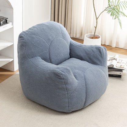 Comfy Bean Bag Chair With Filler, Tufted Memory Foam Sofa Teddy Fabric, Fluffy And Cozy Seating For Dorm, Apartment, Or Living Room - Light Blue