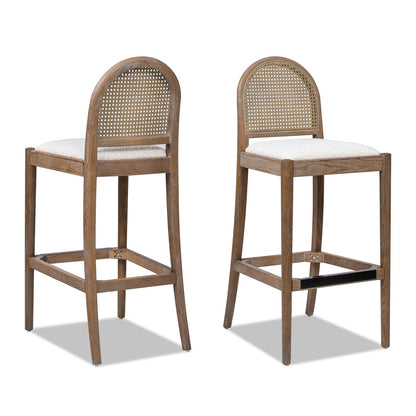 Panama - Curved Back Cane Bar Stool (Set of 2) - Ivory White