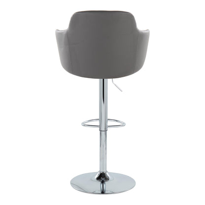 Boyne - Contemporary Adjustable Barstool With Swivel With Oval Footrest (Set of 2) - Chrome / Gray