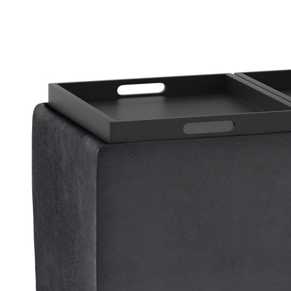 Avalon - Storage Ottoman - Distressed Black