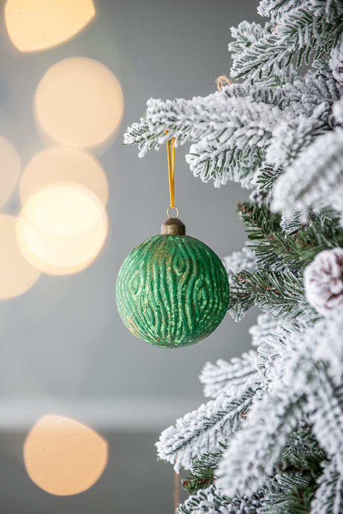 Christmas Ball Ornaments, Glass Decorative Hanging Ball Christmas Tree Ornaments For Holiday Party Decorations (Set of 6) - Green