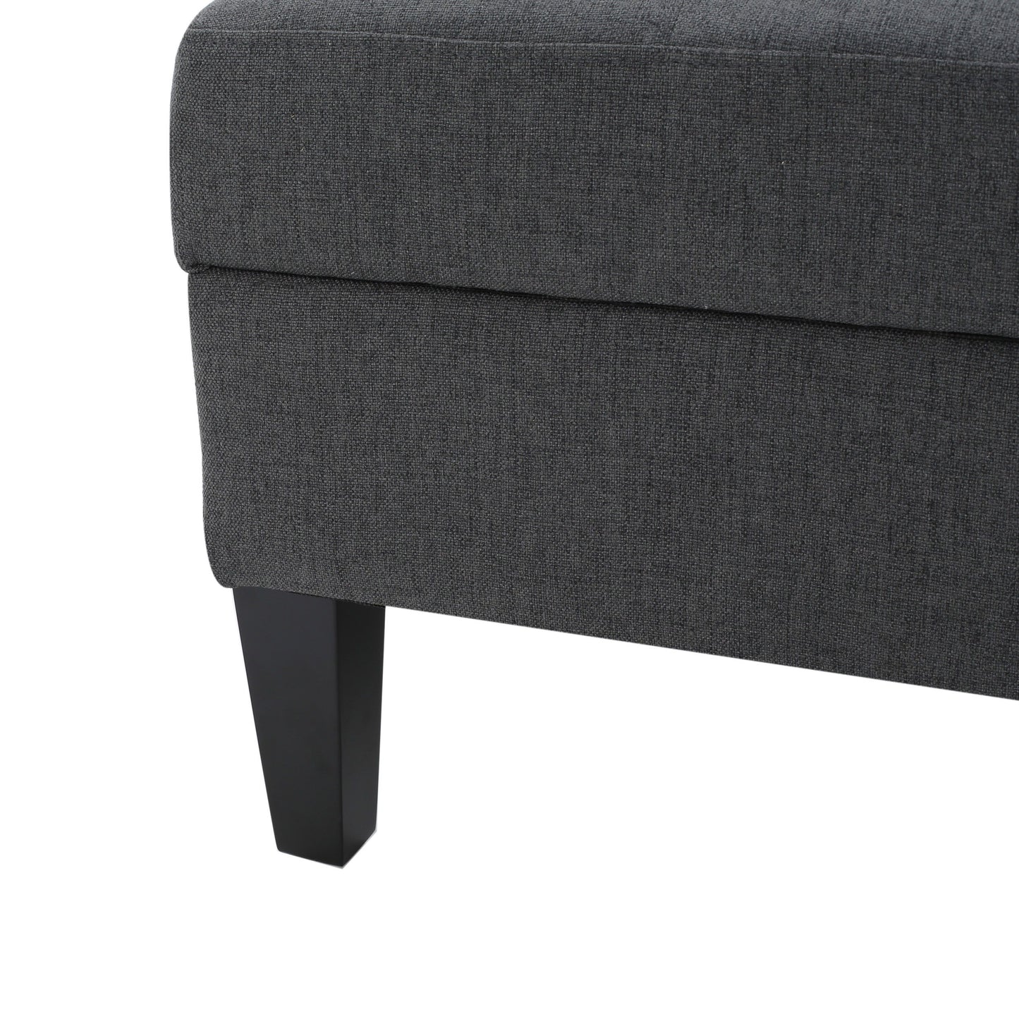 Contemporary Storage Ottoman With Tufted Waffle Stitching - Dark Gray