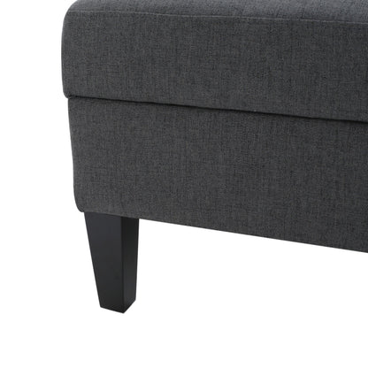 Contemporary Storage Ottoman With Tufted Waffle Stitching - Dark Gray