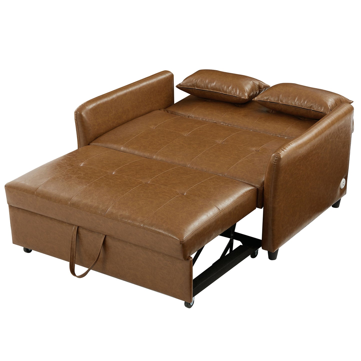 Convertible Sleeper Bed, Adjustable Oversized Armchair With 3 USB Ports For Small Space - Brown