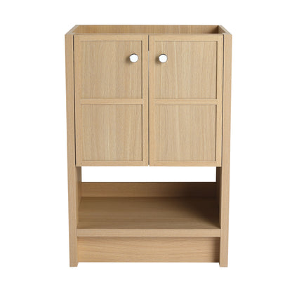 Modern Freestanding Bathroom Vanity With 2 Soft Closing Doors, Excluding Sink - Oak