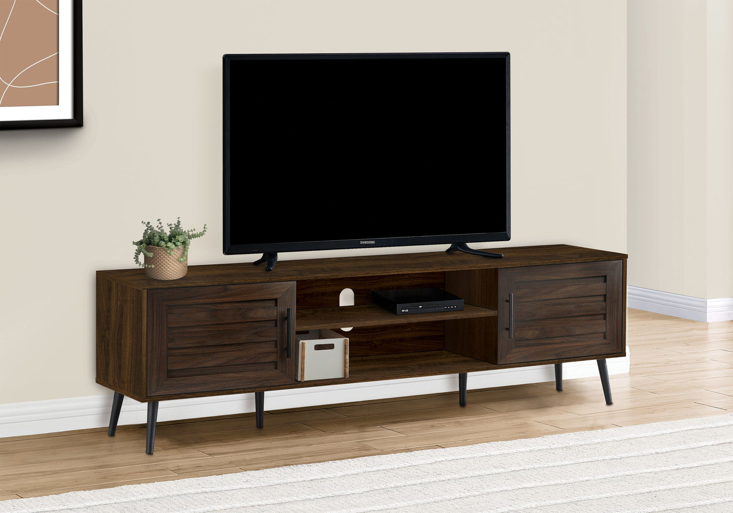 TV Stand, 72 Inch, Console, Media Entertainment Center, Storage Cabinet, Transitional - Brown