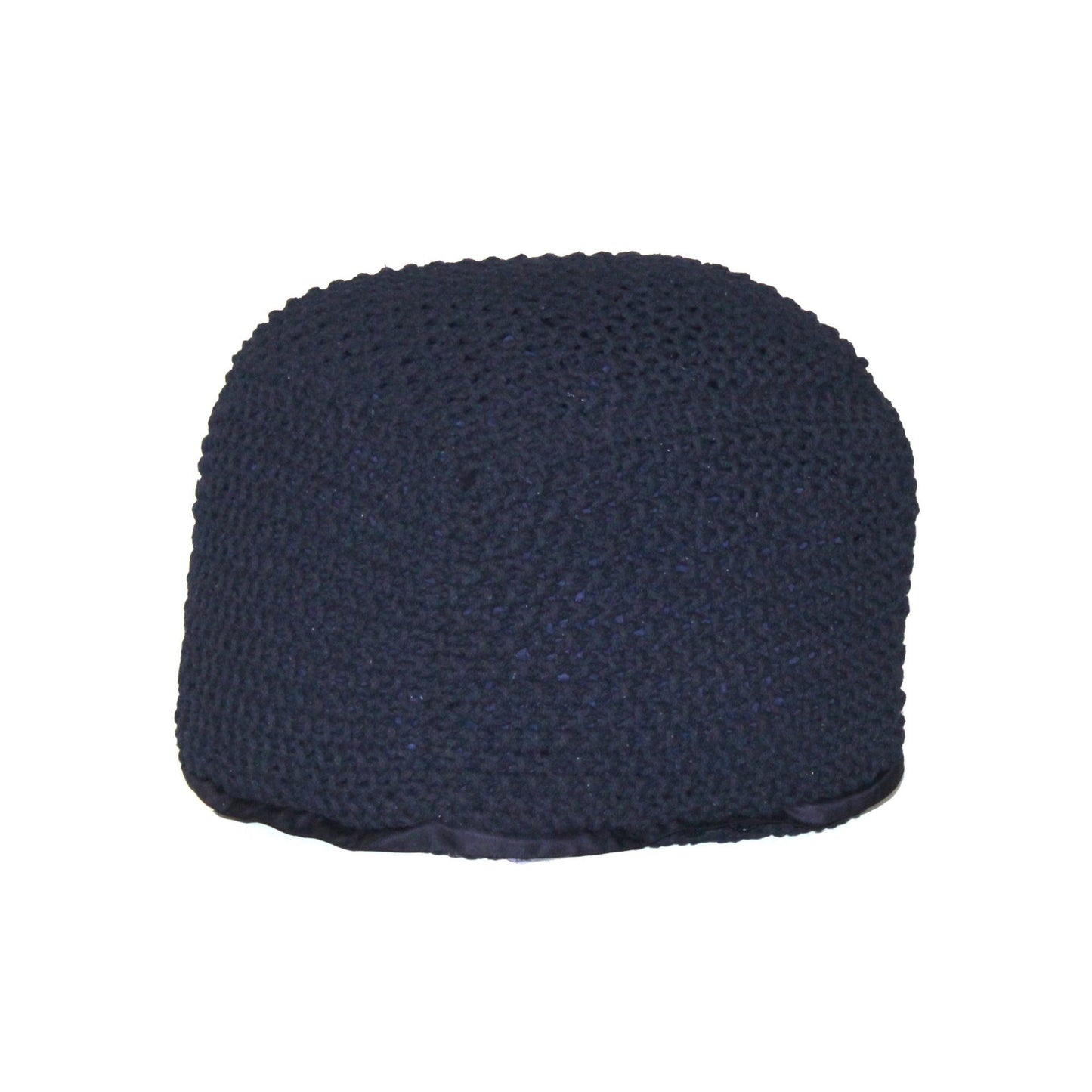 Handmade Semi Rounded Cable Knitted Pouf 100% Cotton Seating And Footrest For Living Room Or Bedroom - Dark Blue
