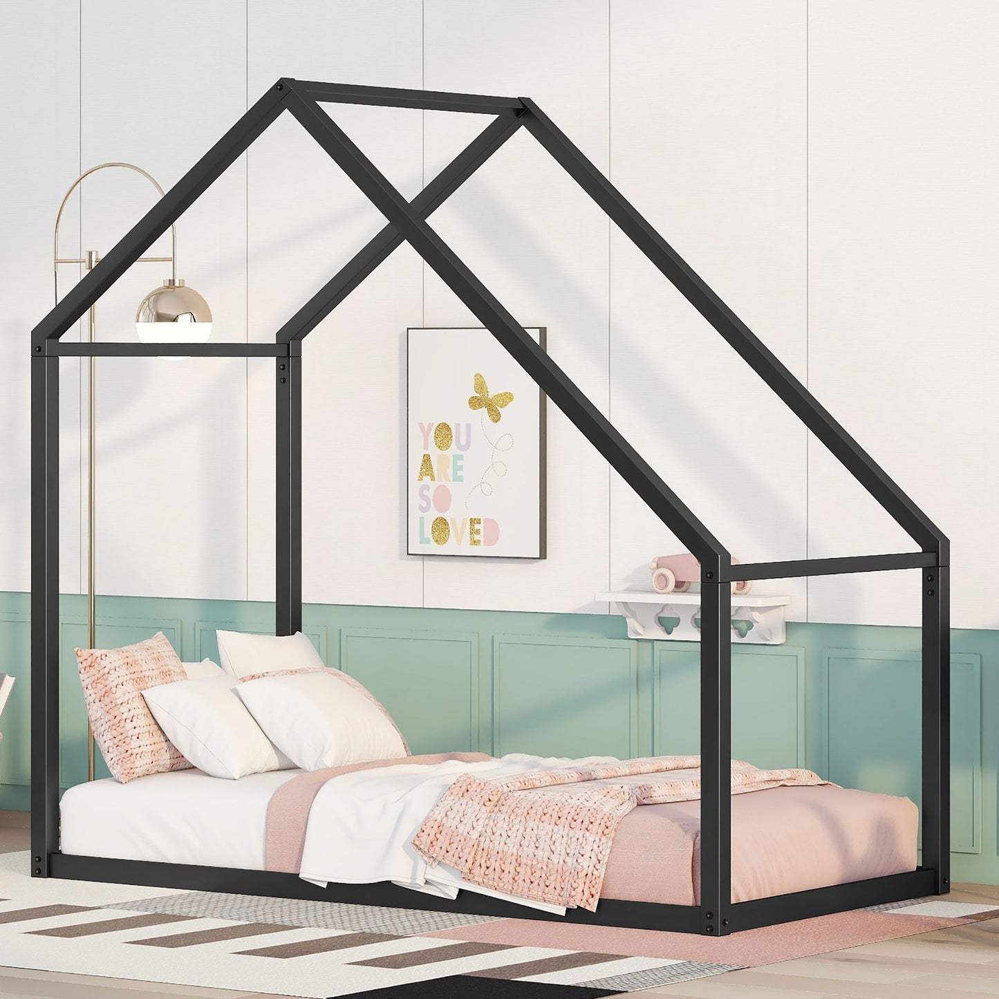 Twin Size Classic House Bed - Black
