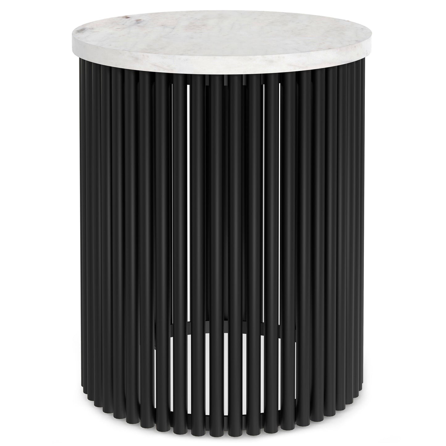 Demy - Metal Accent Table - White Marble / Black