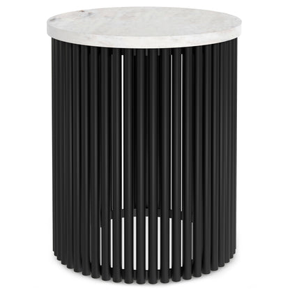 Demy - Metal Accent Table - White Marble / Black