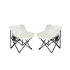 2 Pieces Outdoor Camping Chairs Folding / Portable, Comfortable Seating, Durable Steel Frame - Beige