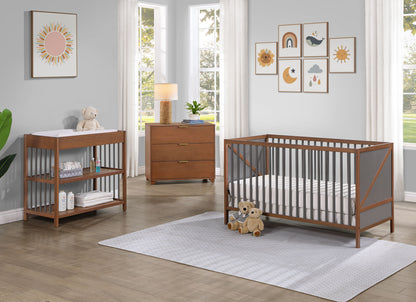 Pixie Zen - 3 In 1 Crib - Walnut, Charcoal