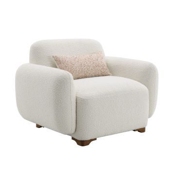 Darius - Boucle Accent Chair With 1 Toss Pillow - Beige