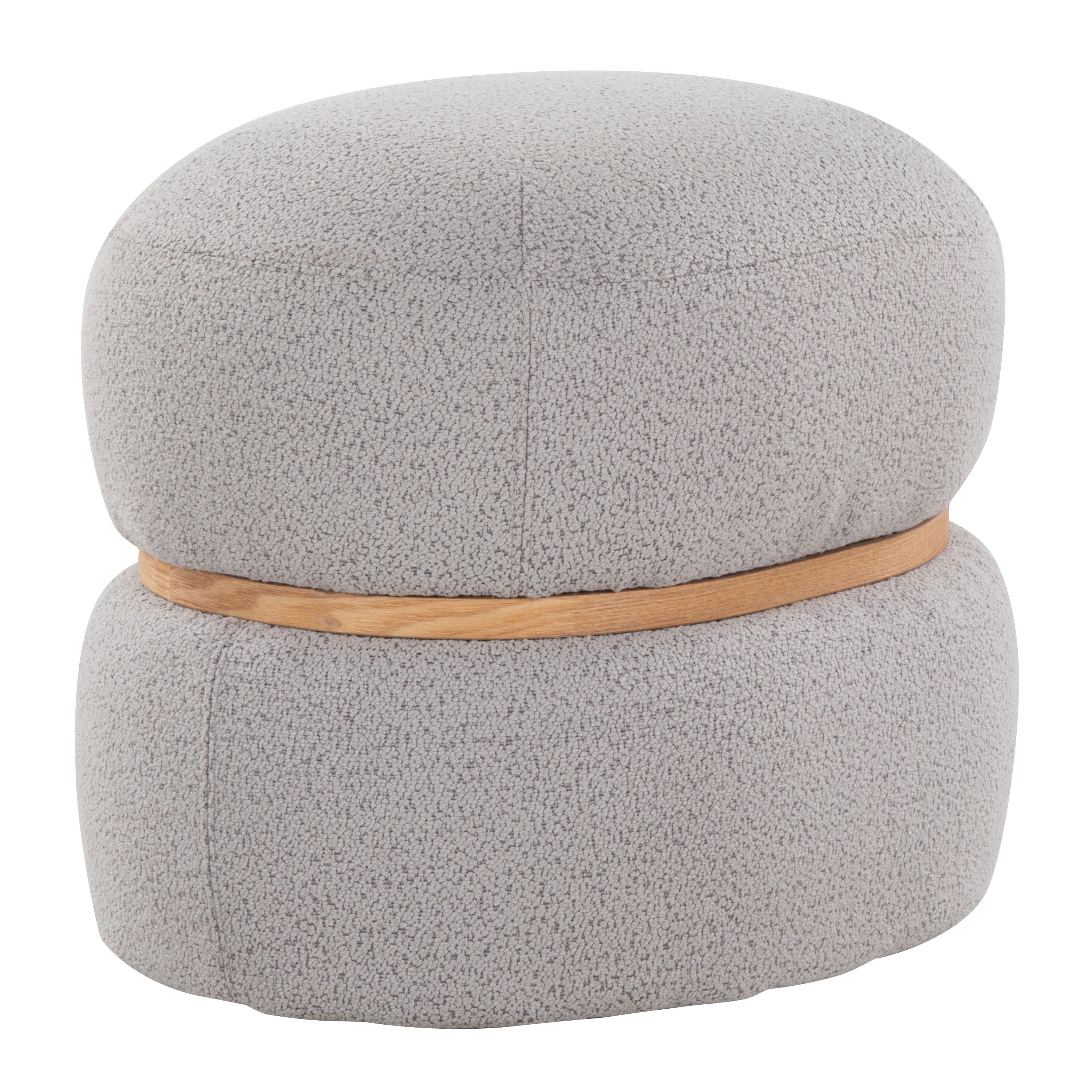 Cinch - Contemporary Pouf Ottoman - Gray / Natural
