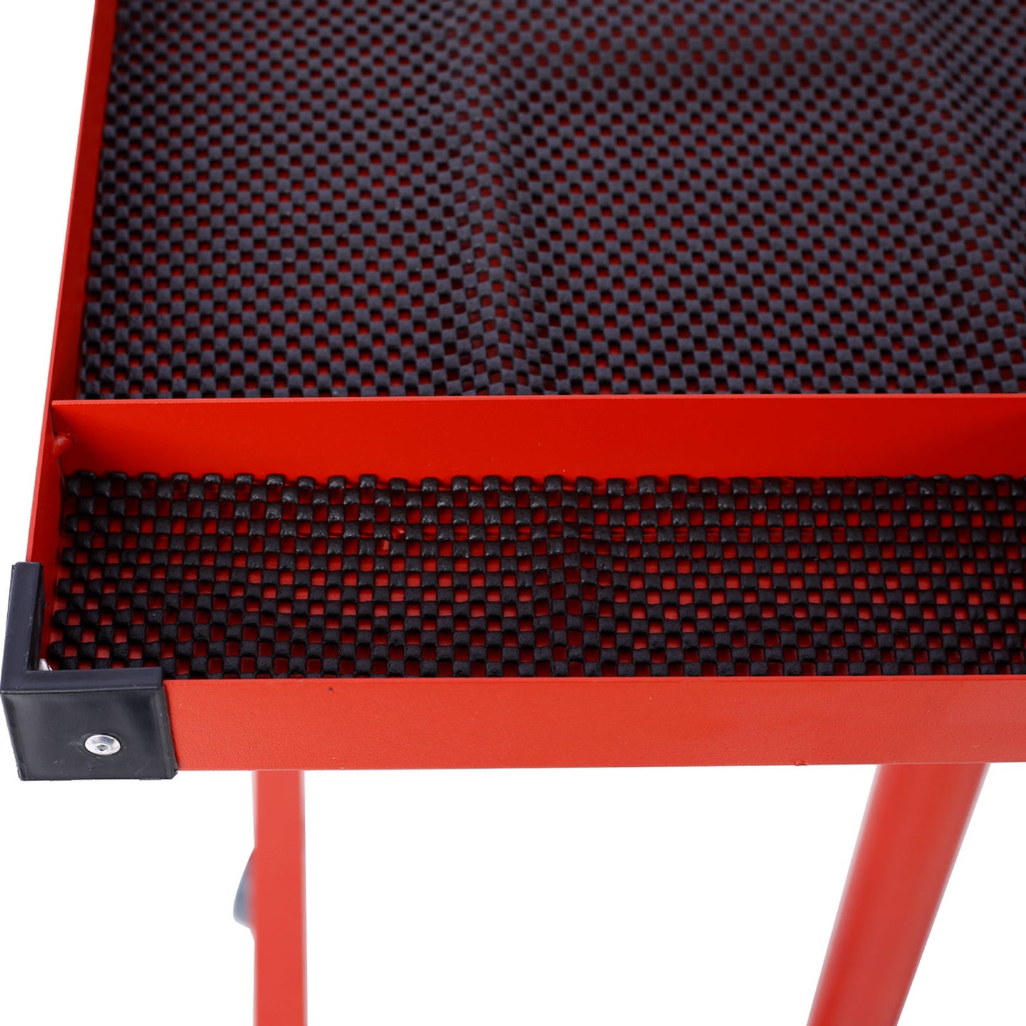 Adjustable Tear Down Work Table With Drawer For Garages, Repair Shops, And Diy, Portable, (4) 2.5" Swivel Casters, 220 Pound Capacity, Rubber Corners, Heavy Duty Steel - Red