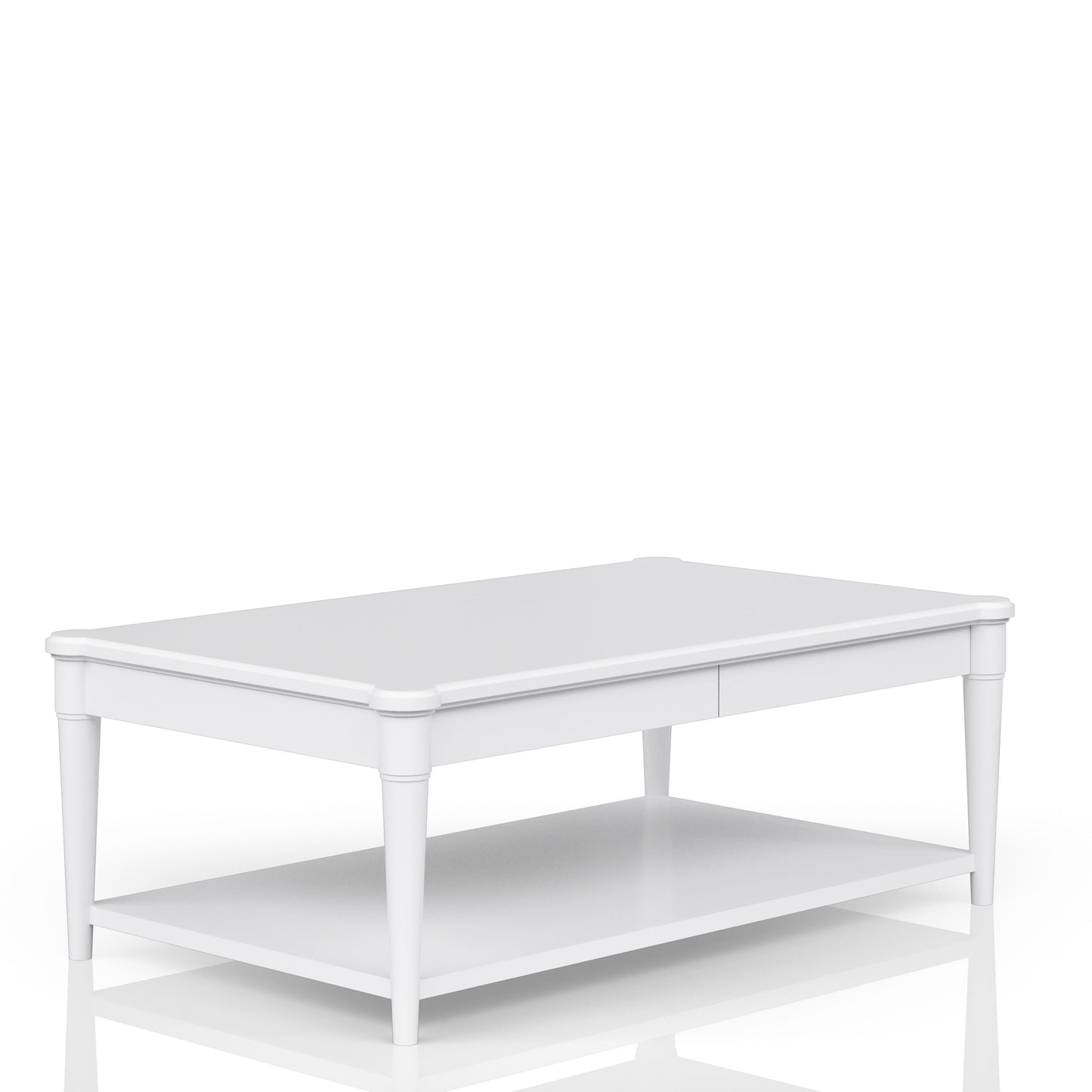 Cocktail Table With Two Storage Drawers And Casters - White