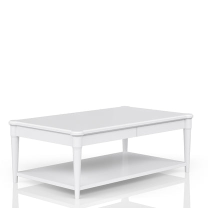 Cocktail Table With Two Storage Drawers And Casters - White
