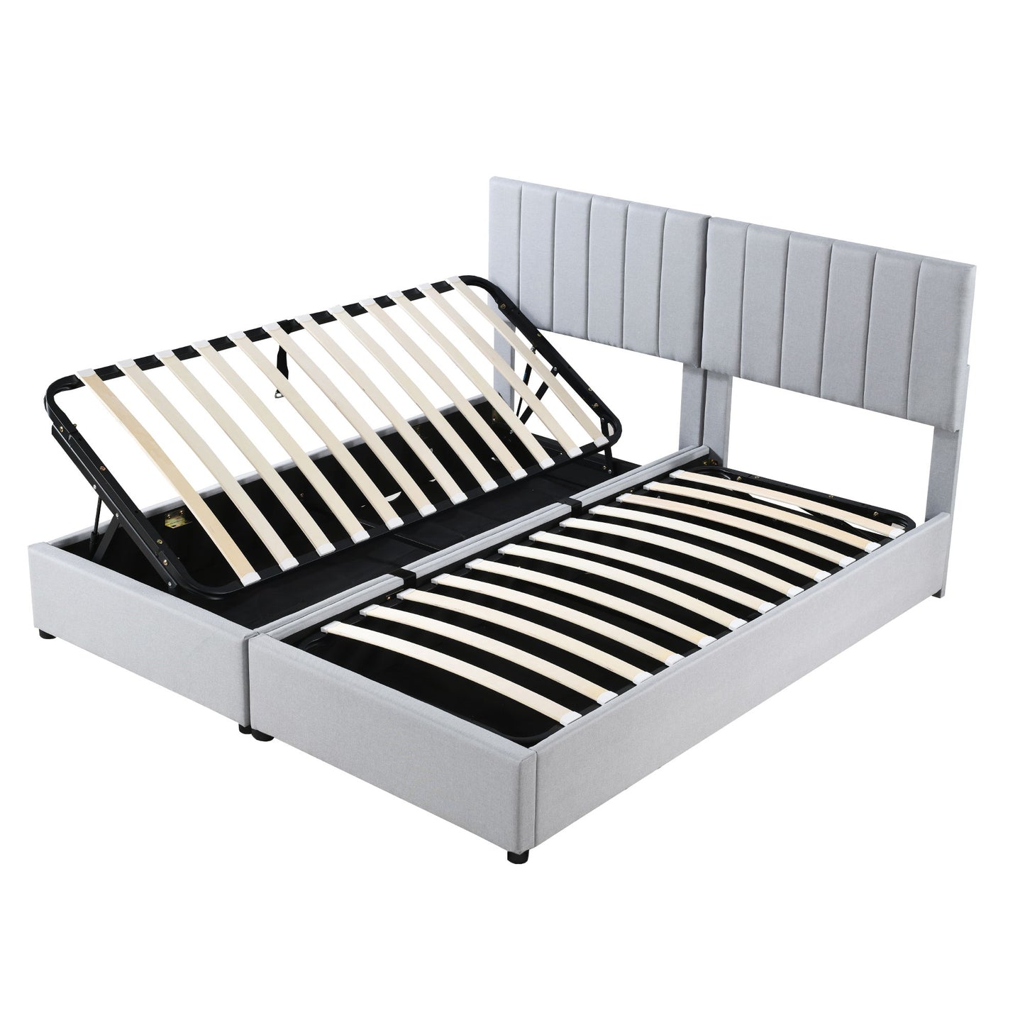 King Size Upholstered Platform Bed With A Hydraulic Storage System - Gray