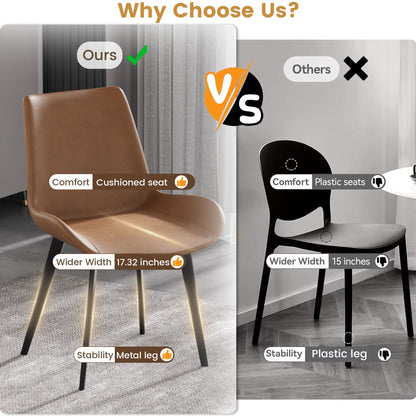 Modern Dining Chair Living Room Metal Leg Dining Chair (Set of 2) - Brown