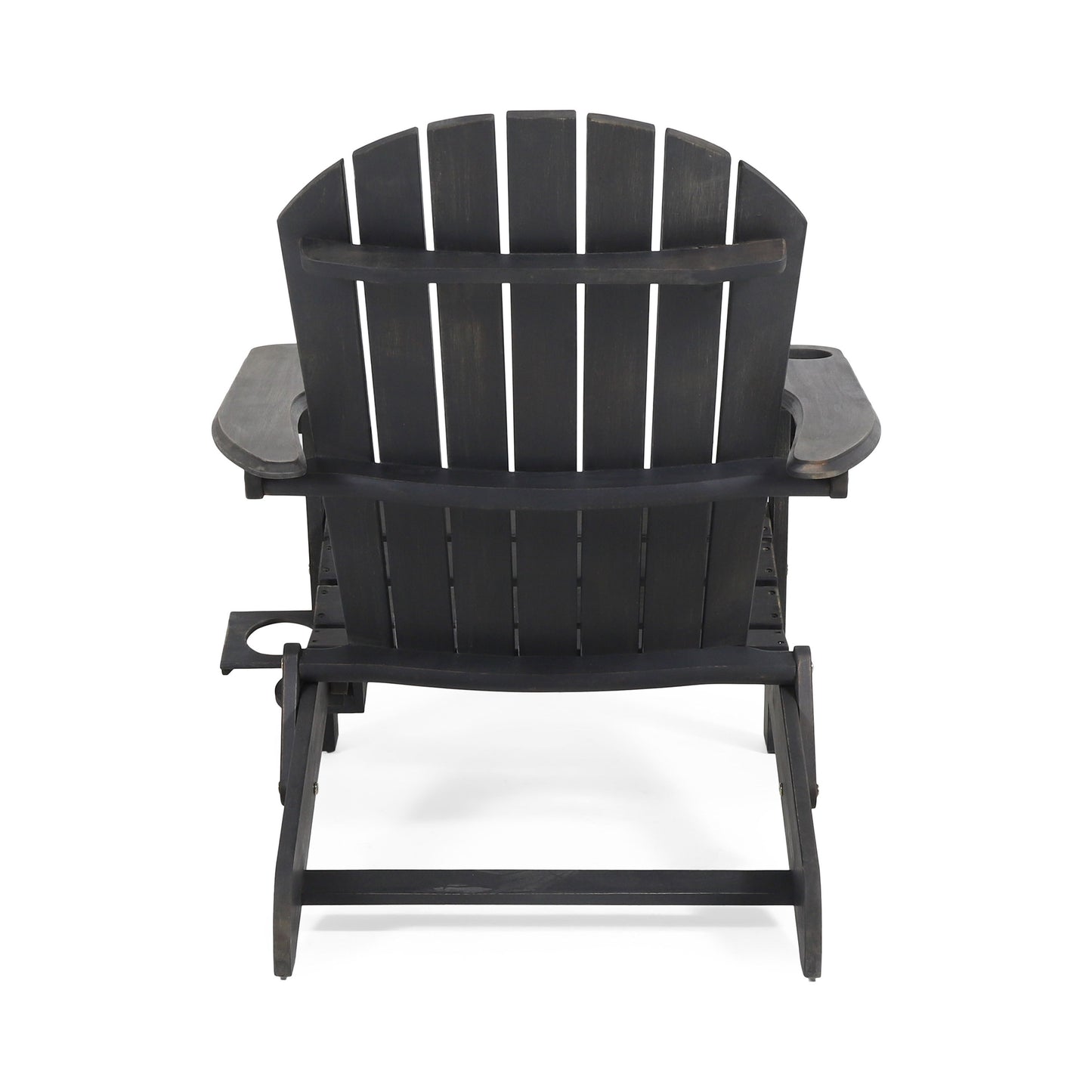 Zenithia - Outdoor Foldable Adirondack Chair With 2 Cup Holders - Dark Gray