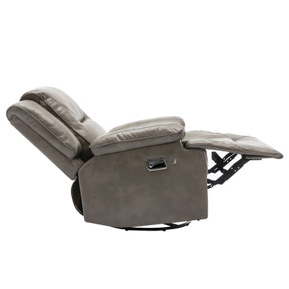 360ÔøΩÔøΩ Swivel And Rocking Home Theater Recliner Manual Recliner Chair With A Led Light Strip For Living Room - Gray