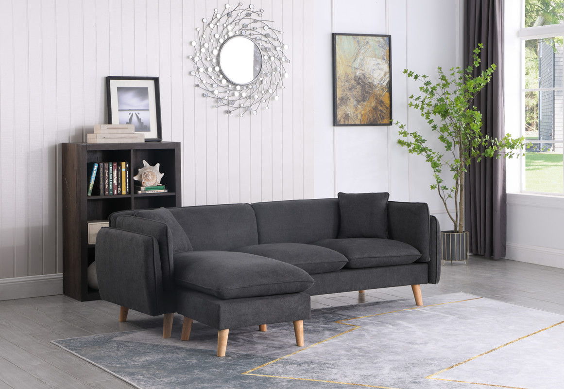 Brayden - Fabric Sectional Sofa Chaise - Dark Gray