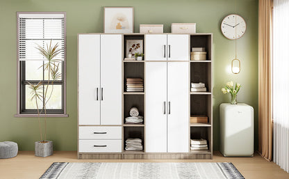 6 Door Wardrobe With Shelves And Drawers - Natural
